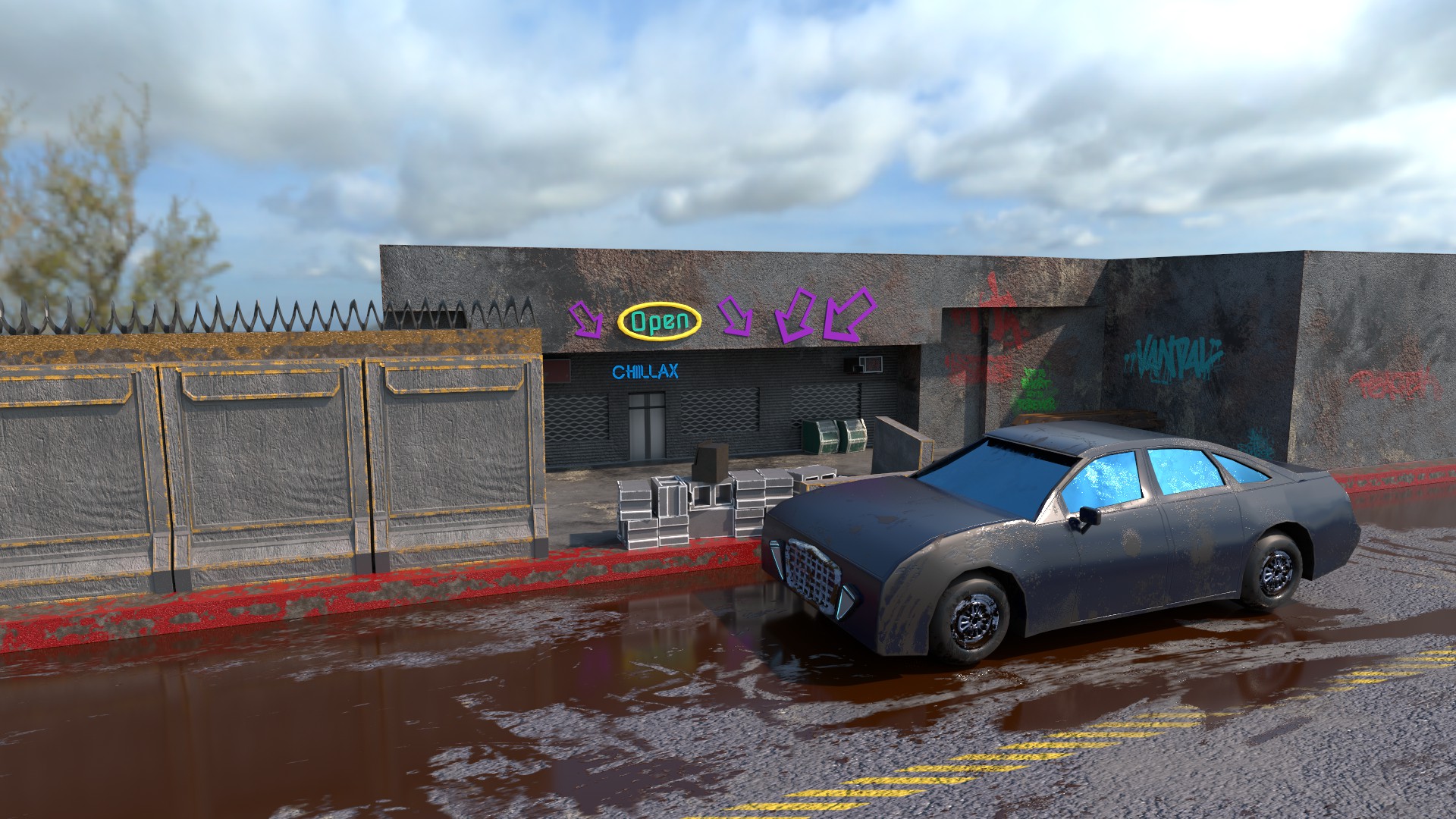 Low Poly Vehicle Scene